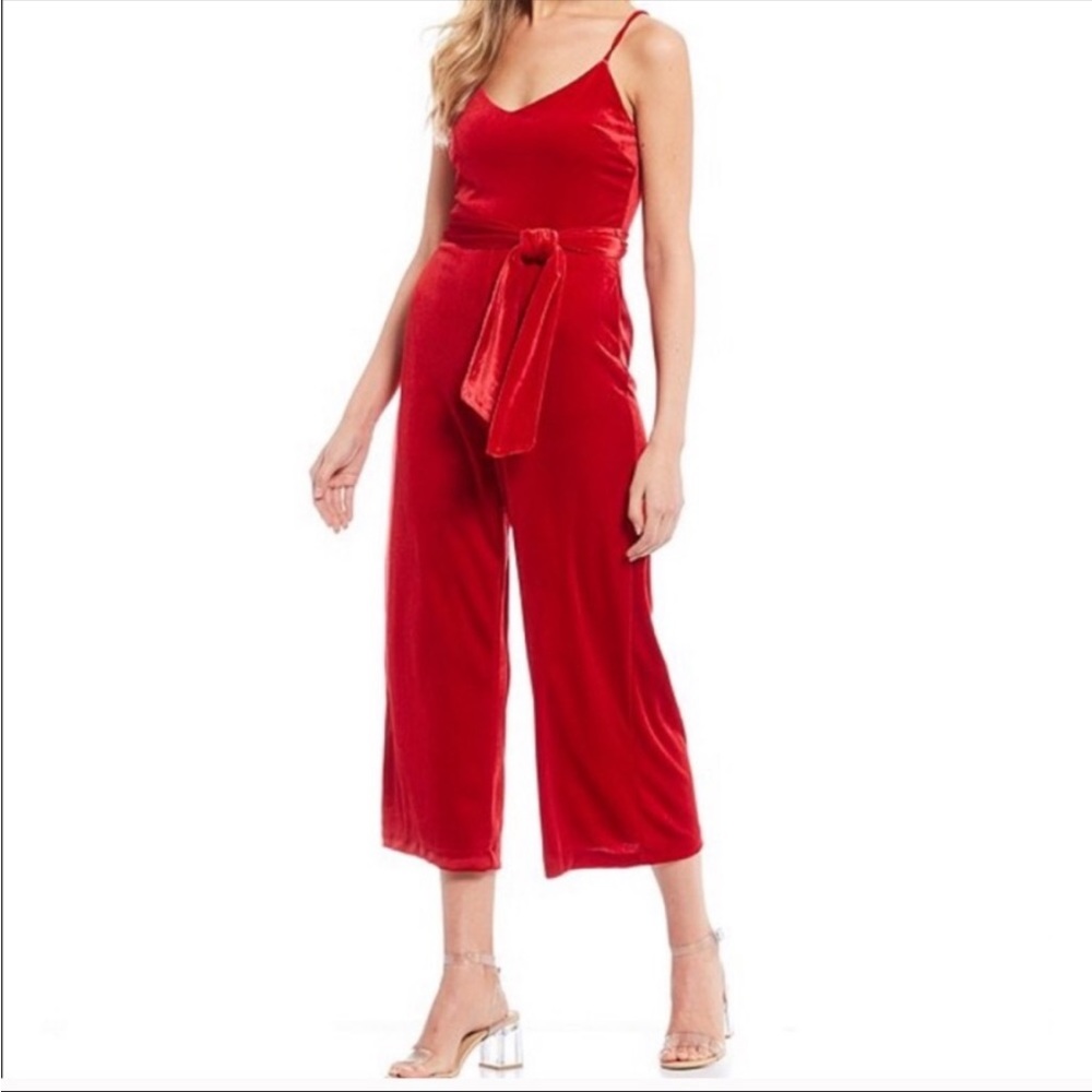 Gianni Bini Red Velvet Jumpsuit ❤️